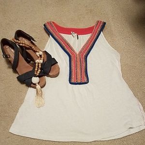 Anthropologie Akemi + Kin White Colorful Tank